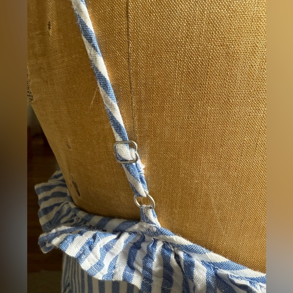 J Crew Cotton-linen tiered blue/white pinstripe Maximize sundress, S, MSRP $118 - Picture 8 of 14